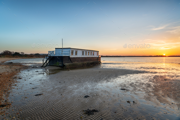 Sunset at Poole Harbour - Stock Photo - Images