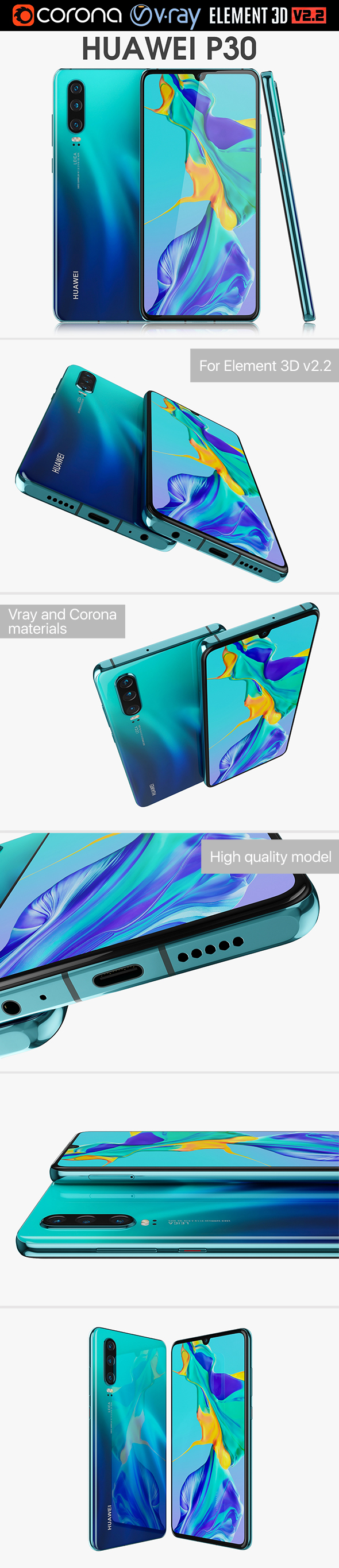 Huawei P30 Aurora - 3Docean 23659368