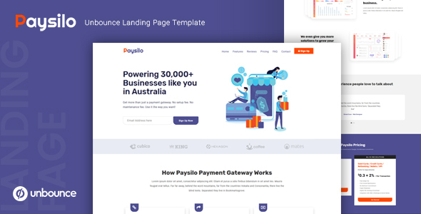 Paysilo — Responsive Unbounce Landing Page Template by thememor