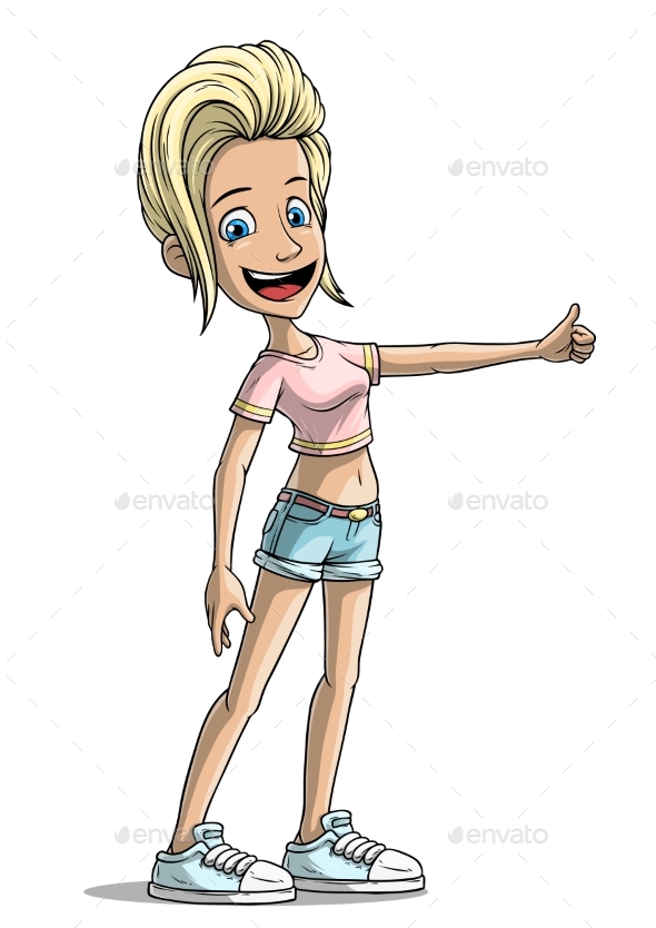 Simple Style Casual Girl Cartoon Vector Character