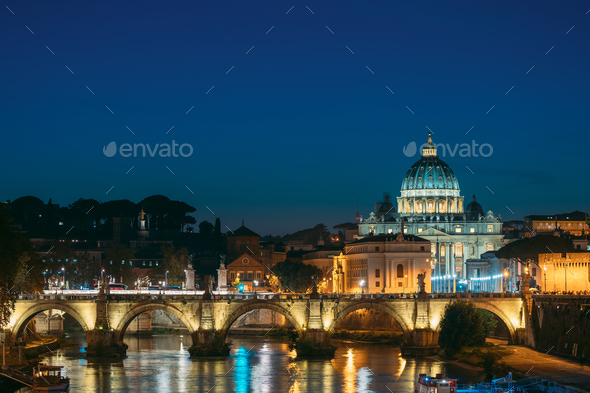 Rome, Italy. Papal Basilica Of St. Peter In The Vatican And Aeli - Stock Photo - Images