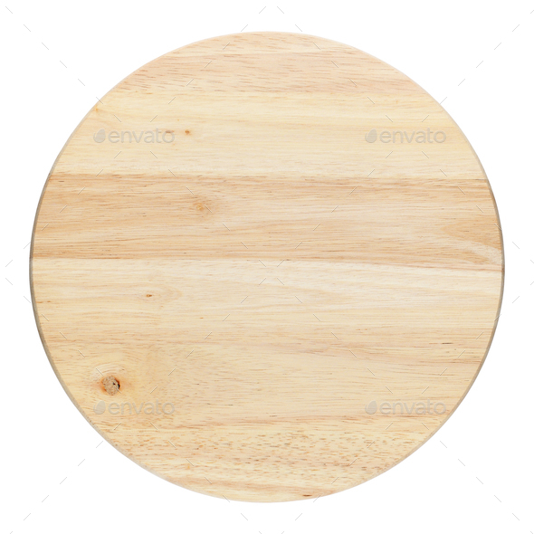 Round wooden cutting board isolated on white background Stock Photo by  AnatoliySadovskiy