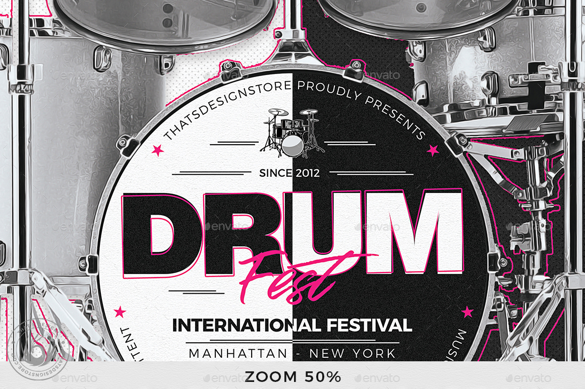 Drum Fest Flyer Template by lou606 GraphicRiver