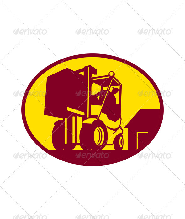 Forklift Truck Operator Retro - Industries Business