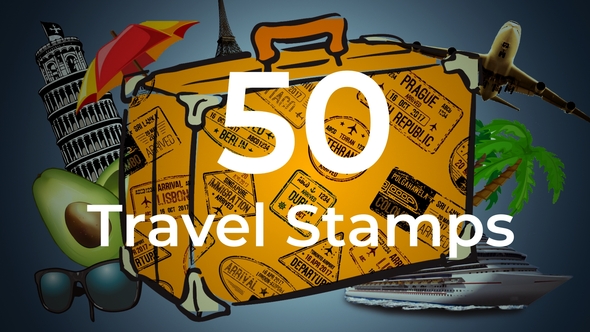 50 Travel Stamps Video Displays template preview