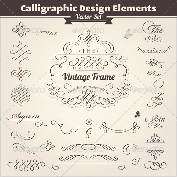 Calligraphic Design Elements - Decorative Symbols Decorative