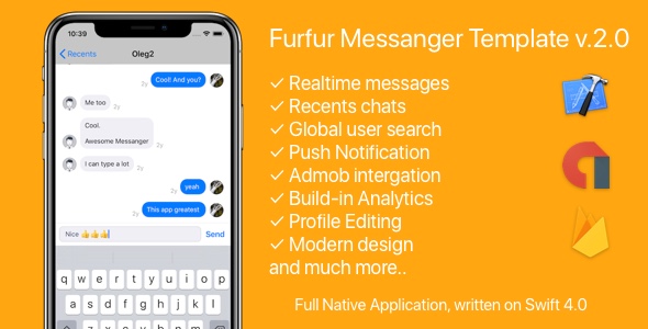 Furfur Chat - iOS Messenger Template + Firebase + AdMob