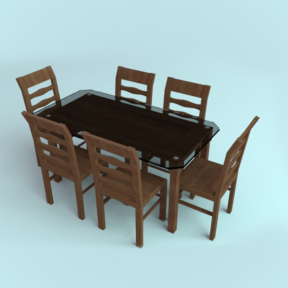 Wooden Dining Table - 3Docean 23697840