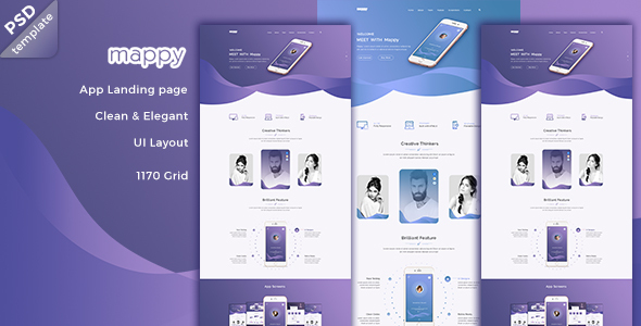 Mappy App Landing PSD Template