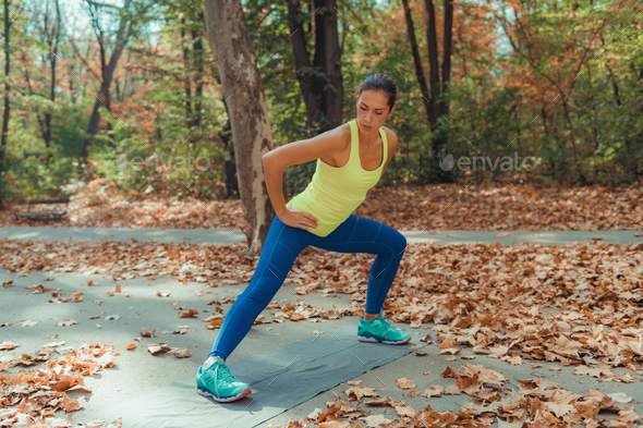 Side Lunges, High-Intensity Interval Training Outdoors.