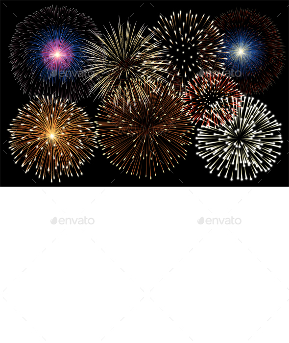 Realistic Fireworks Background, Vectors | GraphicRiver