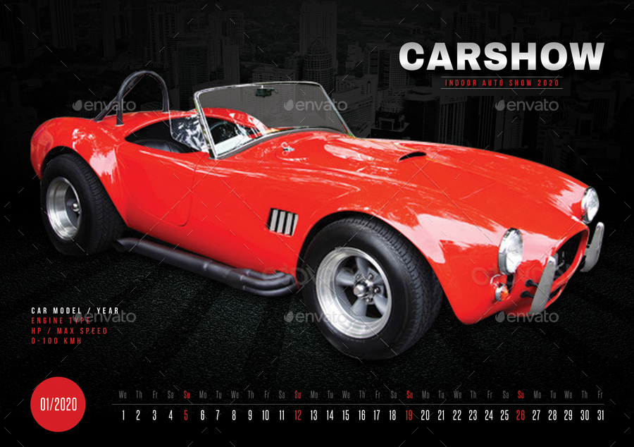 Auto Show Desk Calendar 2020 by rapidgraf GraphicRiver