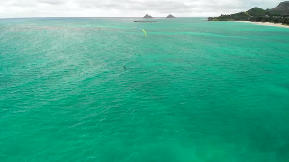 Aerial of Kite Boarder in Kailua Bay alt