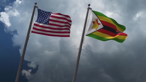 Waving Flags Of The United States And The Zimbabwe 2K alt