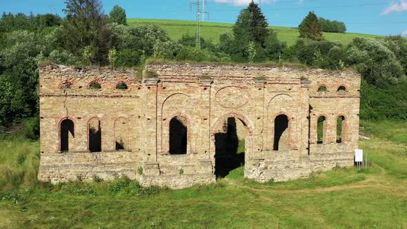 Aerial view of the Frantiskova huta monument in the village of Nizna in Slovakia alt