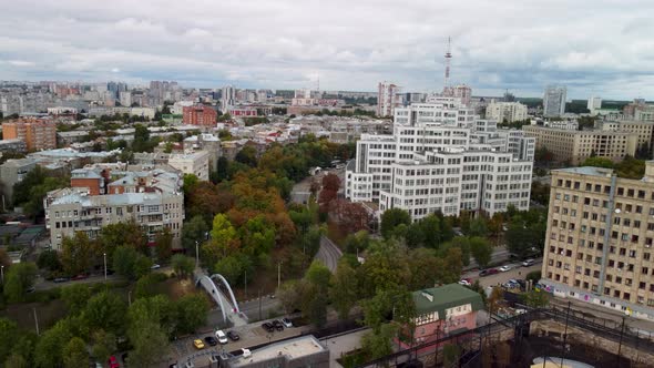 Autumn Freedom Square, Kharkiv city center aerial