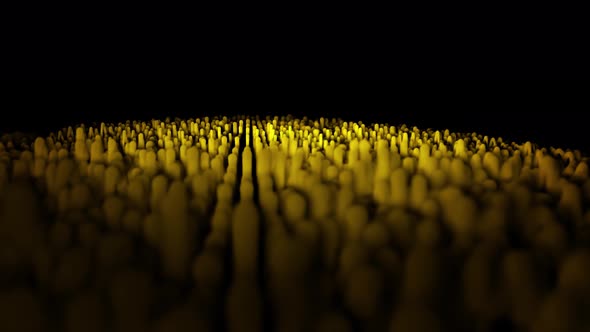 Abstract, yellow, small audio waves on black background alt