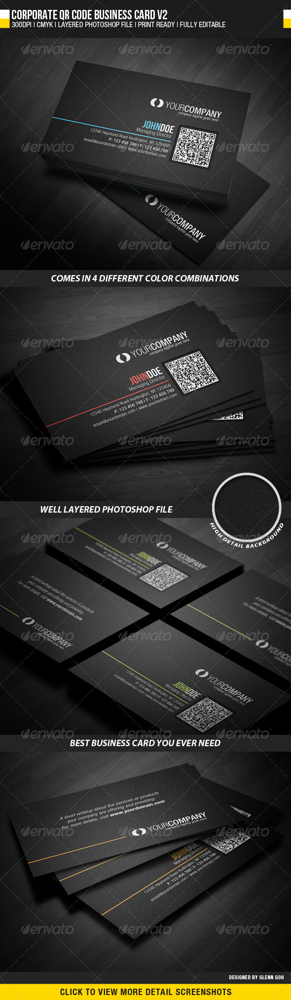 Corporate QR Code Business Card V2 - Corporate Business Cards