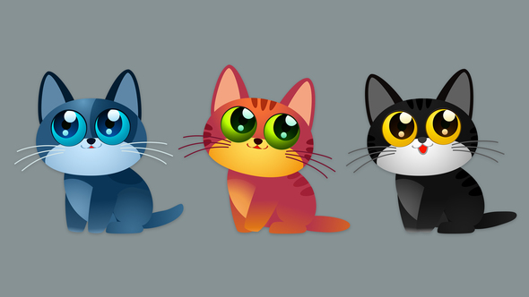 Cartoon Kittens With Different Colors