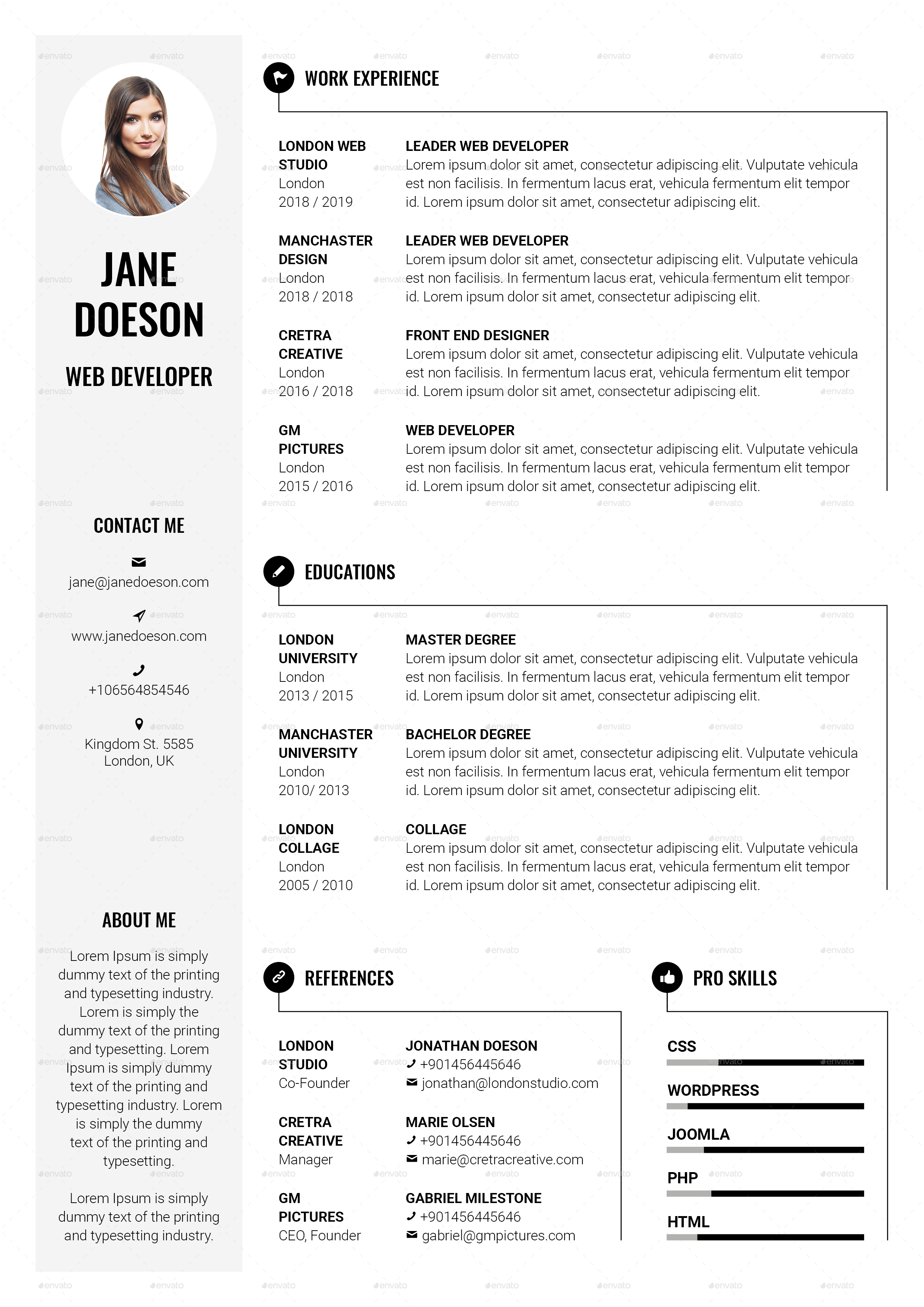 Pro Resume CV, Print Templates | GraphicRiver