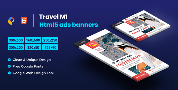 Travel HTML5 Animate Banner Ads- Google Web Design M1