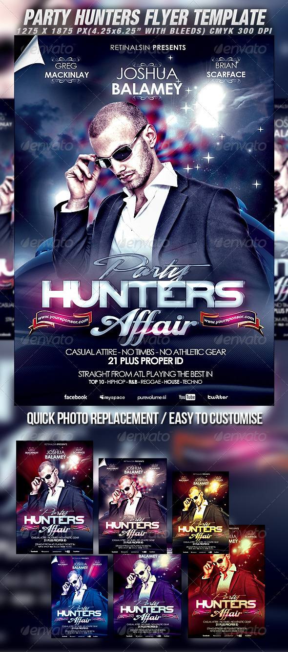 Party Hunters Flyer Template - Clubs & Parties Events