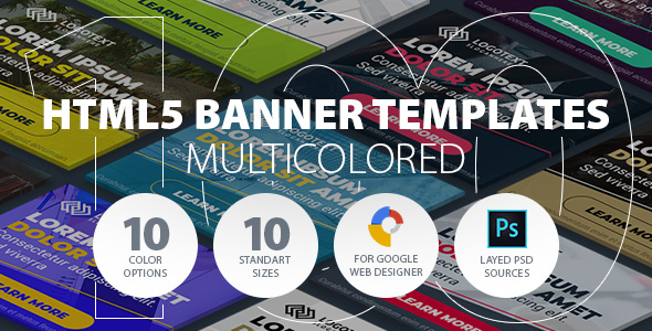 HTML5 Ad Banner Templates for GWD - Multicolor Set