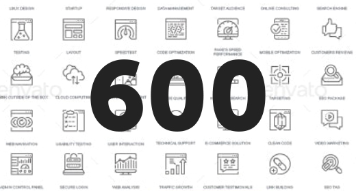 600 Thin Line Icons Collection