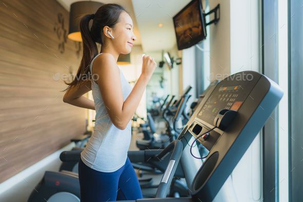 Portrait beautiful young sport asian woman exercise and work out