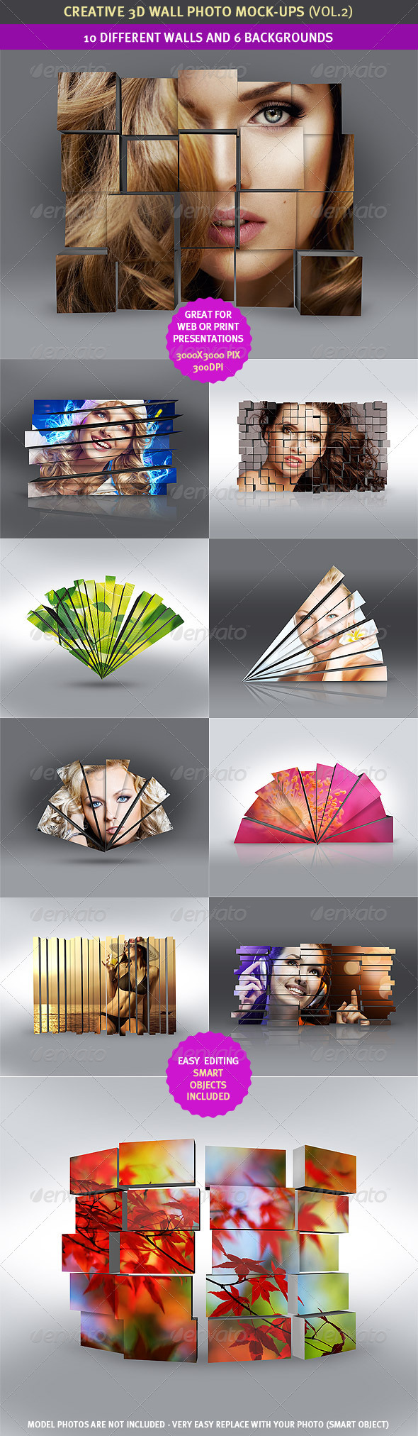 3D Wall Photo Mock-Ups 2 - Miscellaneous Displays