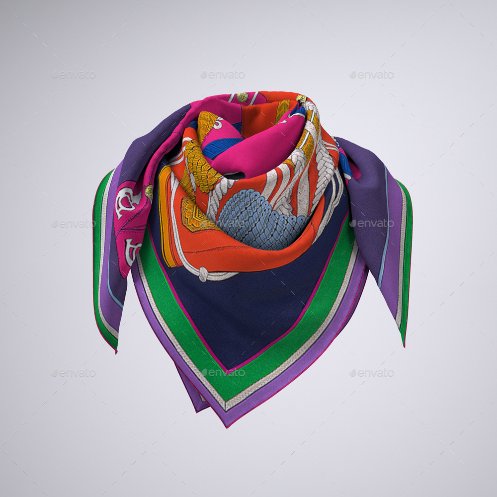 Download Square Silk Scarf or Bandana Mock-Up by Sanchi477 | GraphicRiver