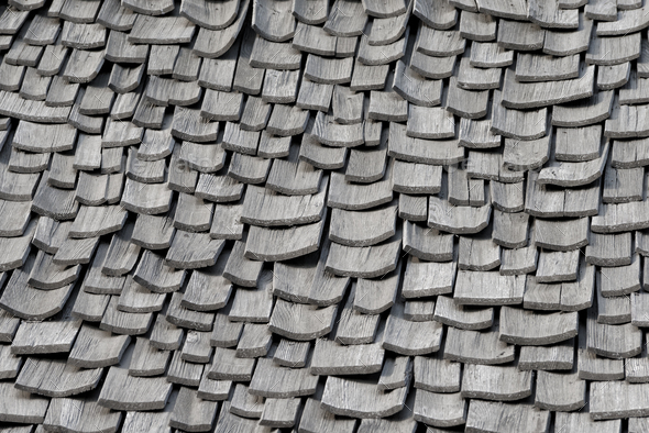 Old weathered wooden shingles - Stock Photo - Images