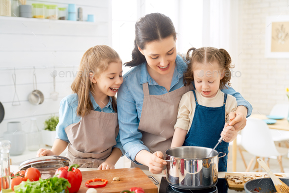 Happy Family In The Kitchen Stock Photo By Choreograph Photodune