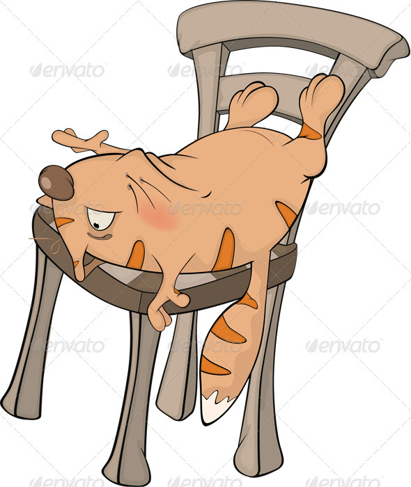 Cat On The Chair Cartoon - Animals Characters