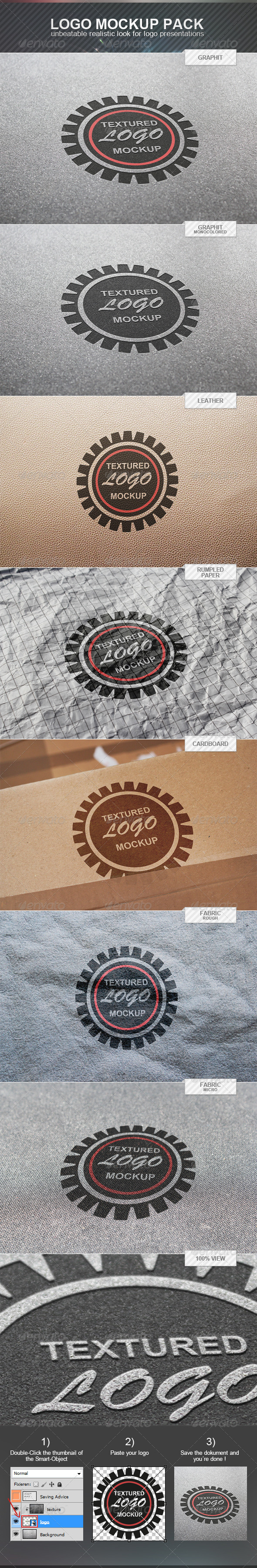 Textured Logo Mockup Pack - Logo Product Mock-Ups
