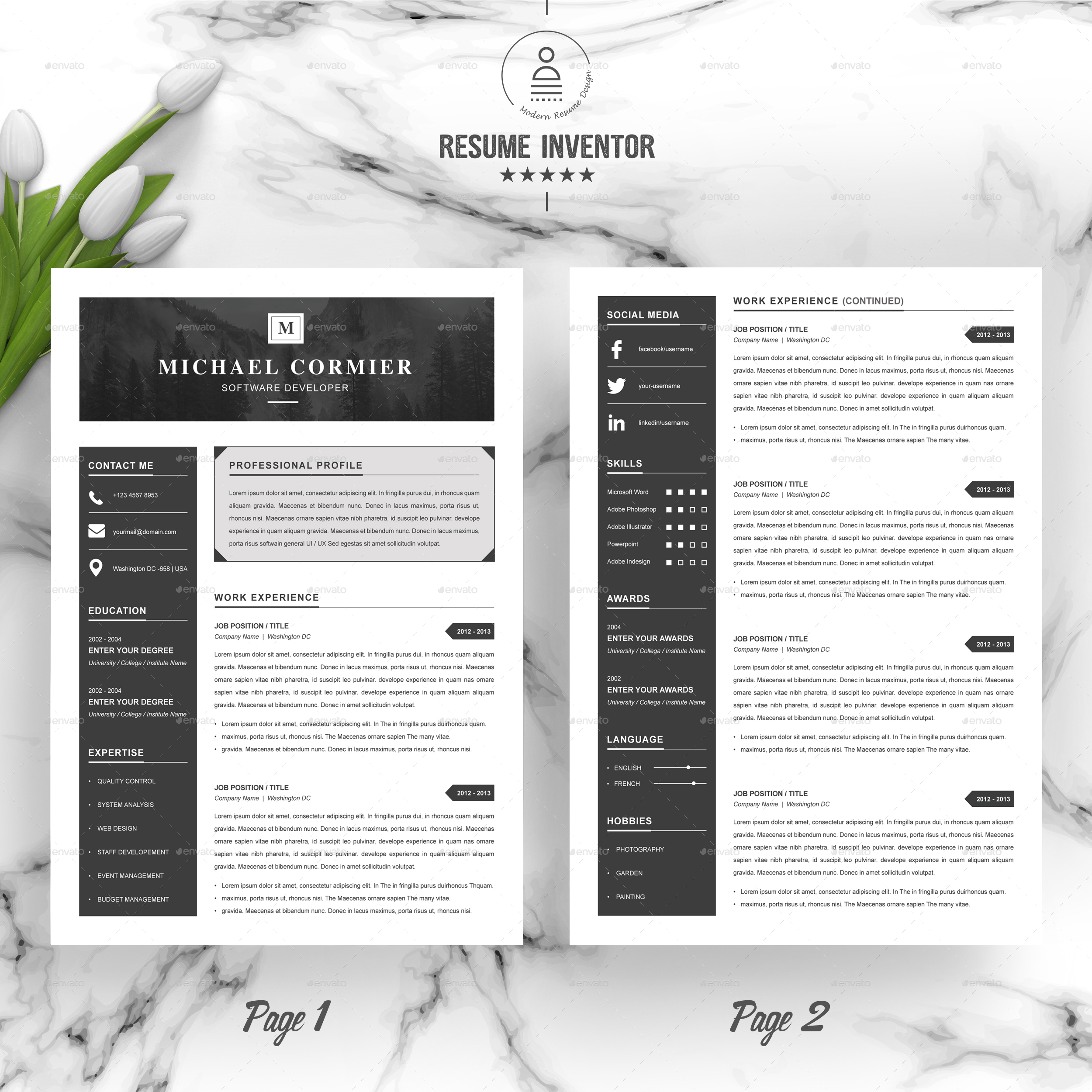 Black Resume by ResumeInventor | GraphicRiver