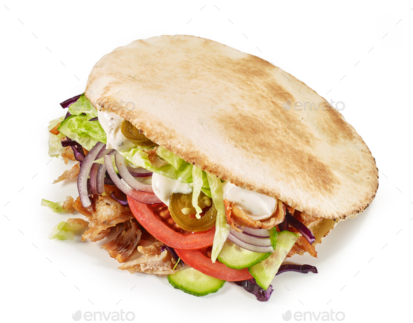 Download doner kebab on white background Stock Photo by magone ...
