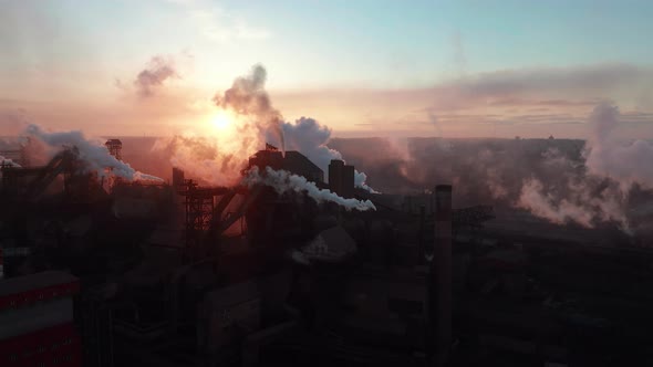 Industrial City of Mariupol Ukraine in the Smoke of Industrial Plants and Fog alt