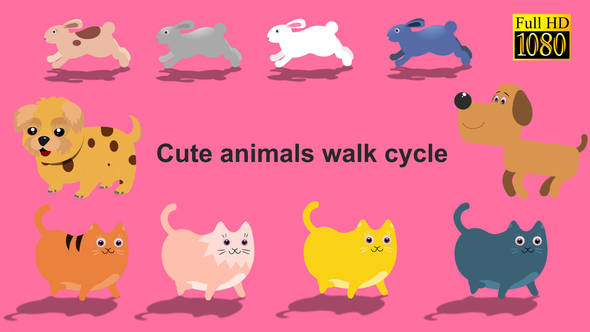 cute animals walk - VideoHive 23750859