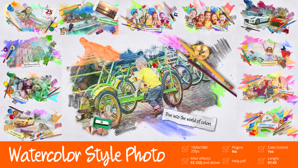 Watercolor Style Photos - VideoHive 23767205