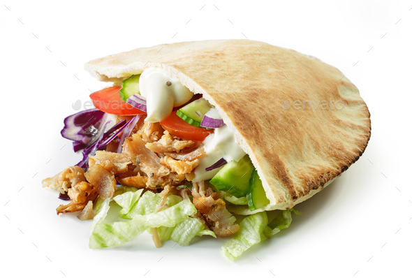Download doner kebab on white background Stock Photo by magone ...