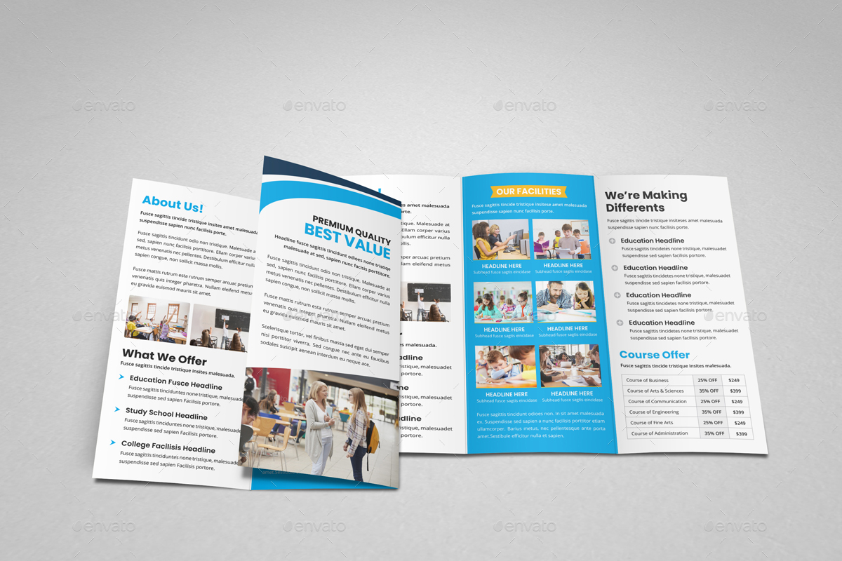 Education School Trifold Brochure v2, Print Templates | GraphicRiver