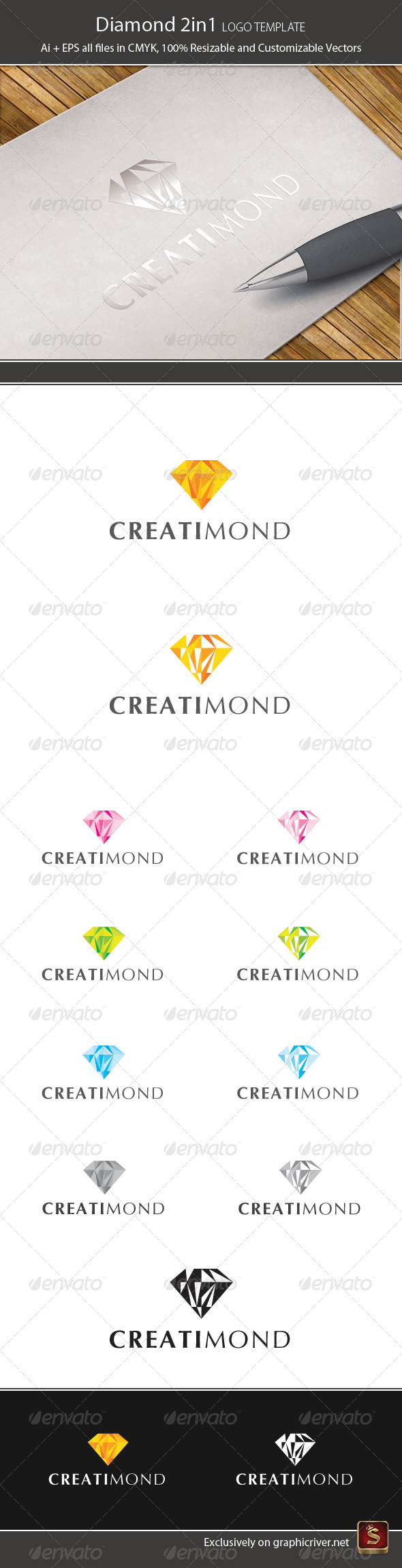 Diamond 2in1 Logo Template - Vector Abstract