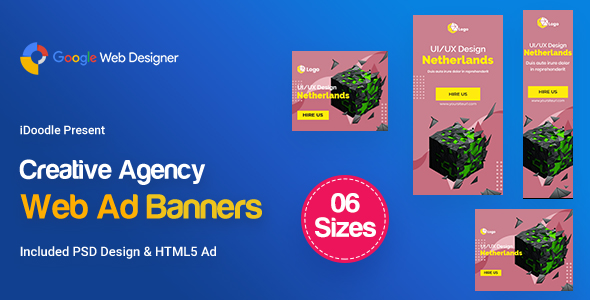 C13 - Creative, Startup Agency Banners HTML5 Ad - GWD & PSD