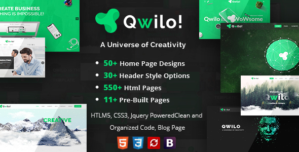 Qwilo – Multi-purpose Responsive HTML5 Template