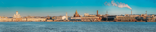 Helsinki, Finland. Panoramic View Of Helsinki Cathedral, Preside - Stock Photo - Images