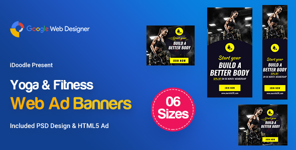 C19 - Yoga & Fitness Banners HTML5 - GWD & PSD
