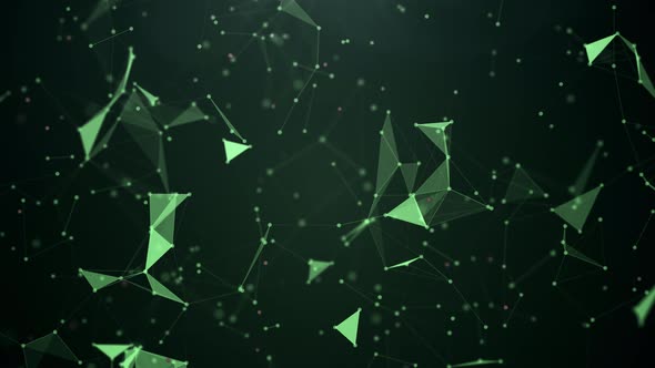 Plexus Deep Abstrack Green Background 4K