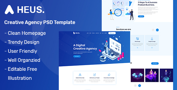 Heus - One Page Creative Agency PSD Template