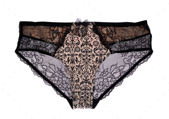 Beige lace panties, isolate - Stock Photo - Images